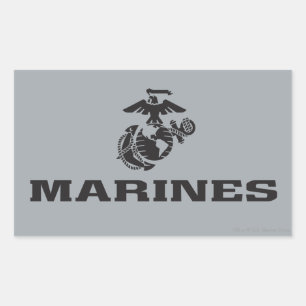 Pegatina Rectangular Logotipo USMC Logotipo negro apilado