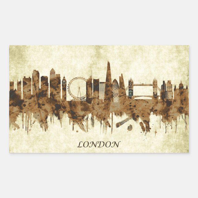 Pegatina Rectangular London England Cityscape (Anverso)