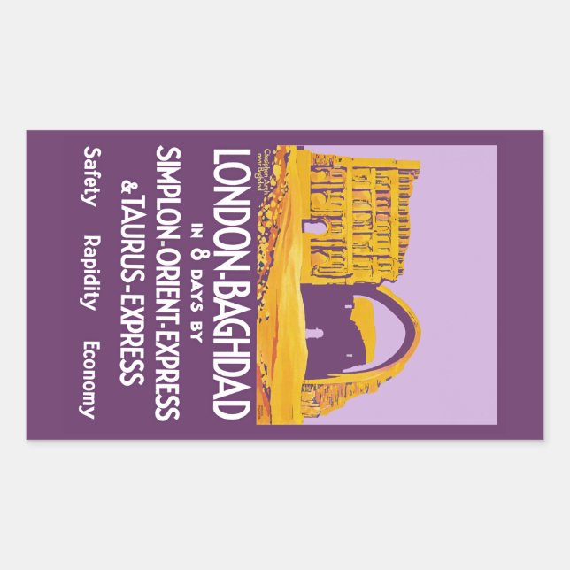 Pegatina Rectangular Londres - Baghdad Orient Express (Anverso)