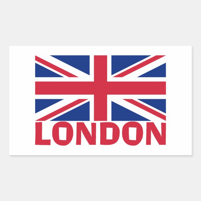 Pegatina Rectangular Londres en rojo (Anverso)