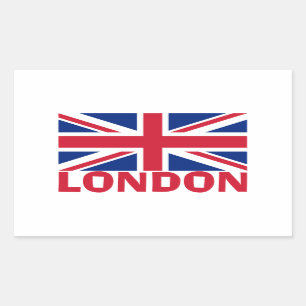 Pegatina Rectangular Londres en rojo