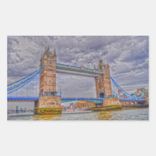 Pegatina Rectangular Londres, Inglaterra Tower Bridge y Thames River