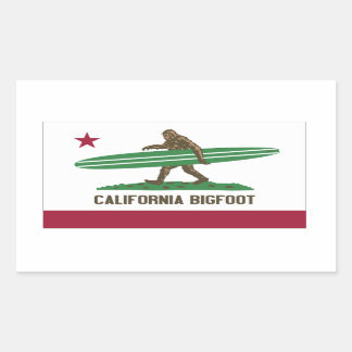 Pegatina Rectangular Longboard Bigfoot de California Surfing
