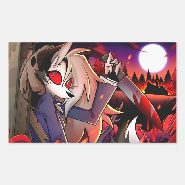 Pegatina Rectangular Loona Halloween Slasher | Helluva Boss |  (Anverso)