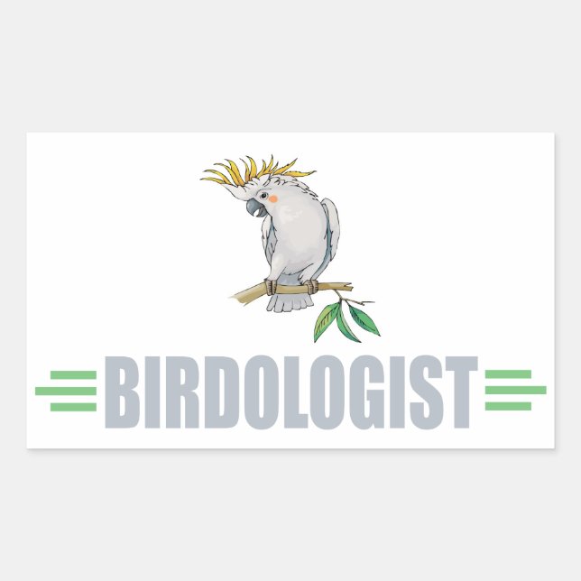 Pegatina Rectangular Loro Cacatúa Divertido (Anverso)