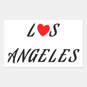 Pegatina Rectangular Los Ángeles corazón rojo