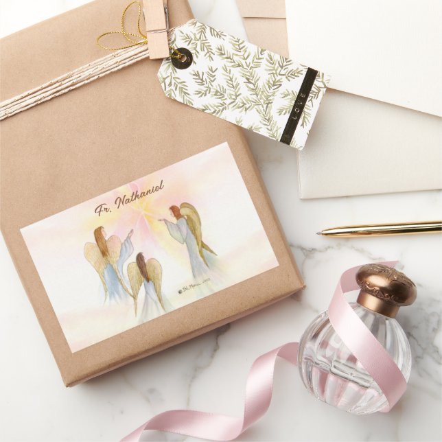 Pegatina Rectangular Los ángeles religiosos personalizados (Regalar)