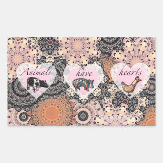 Pegatina Rectangular Los animales tienen corazones