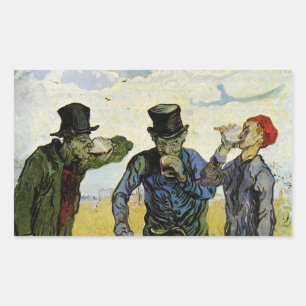 Pegatina Rectangular Los bebedores por Vincent van Gogh