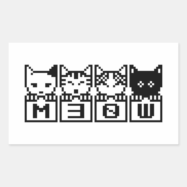 PEGATINA RECTANGULAR LOS CATS M30W DE 8 BITS (Anverso)