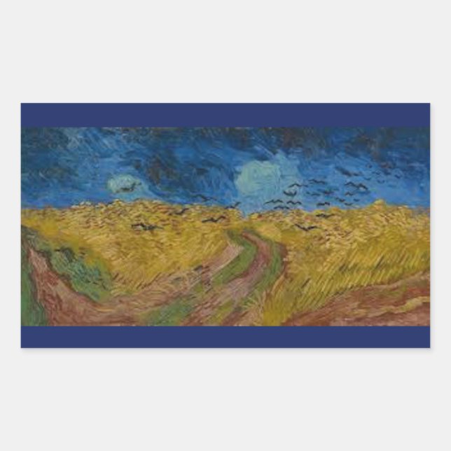 Pegatina Rectangular Los cuervos de Vincent Van Gogh (Anverso)