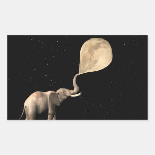 Pegatina Rectangular Los elefantes hacen la luna llena