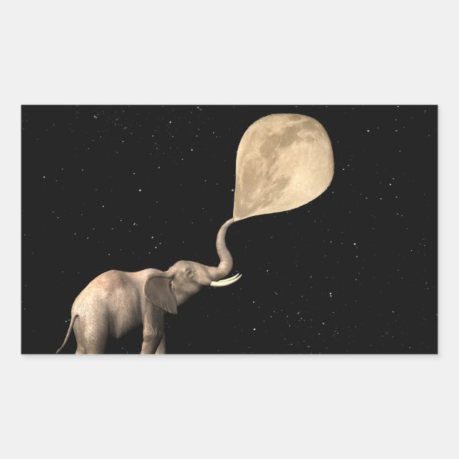 Pegatina Rectangular Los elefantes hacen la luna llena (Anverso)