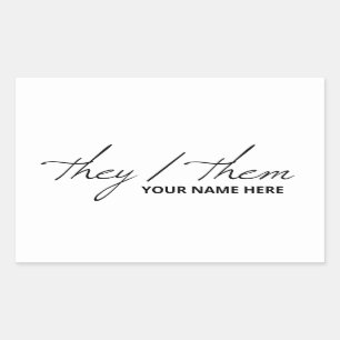Pegatina Rectangular Los escriben en blanco y negro de letra