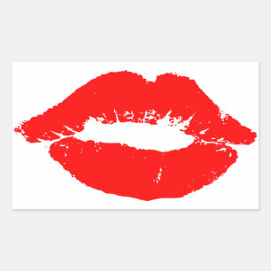 Pegatina Rectangular Los labios de beso rojo Palo pasión por el amor Sa