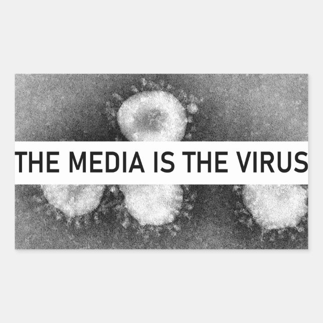 Pegatina Rectangular Los medios son el virus (Anverso)