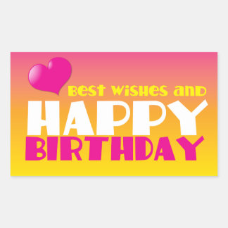 Pegatina Rectangular ¡Los mejores deseos y el cumpleaños feliz!