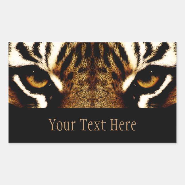 Pegatina Rectangular Los ojos de un tigre personalizado (Anverso)