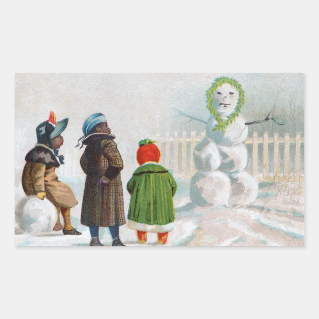 Pegatina Rectangular Los Pegatinas del Snowman Rectangle (Anverso)