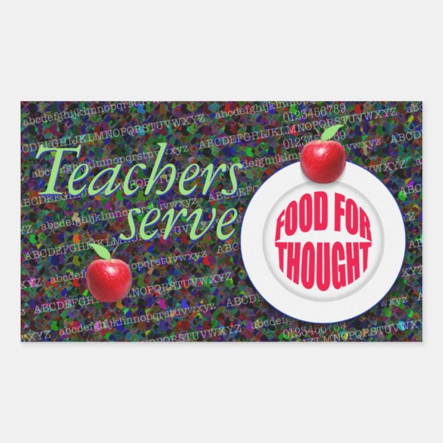 Pegatina Rectangular Los profesores sirven comida para la reflexión. (Anverso)