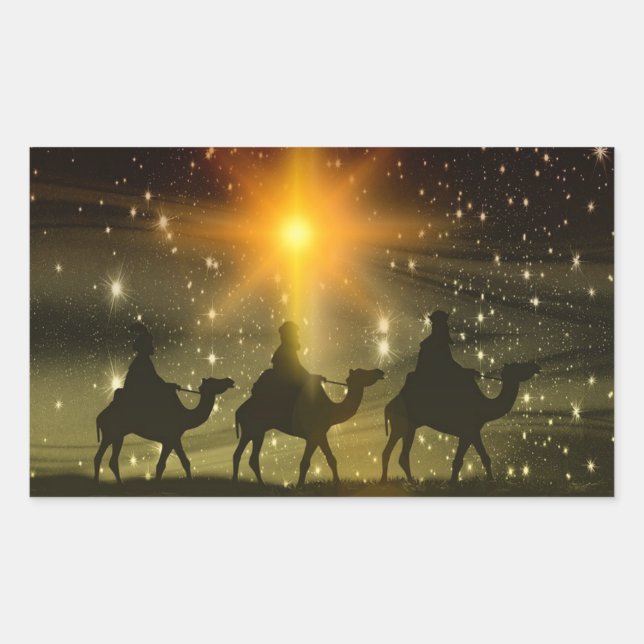 Pegatina Rectangular Los Tres Sabios Hombres Clasificadores Religiosos  (Anverso)