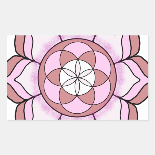 Pegatina Rectangular Lotus Rosa (Anverso)