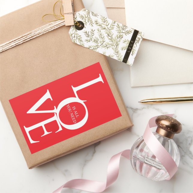 Pegatina Rectangular Love is all you need (Regalar)