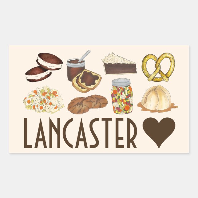 Pegatina Rectangular Love Lancaster PA Pennsylvania Dutch Amish Foods (Anverso)