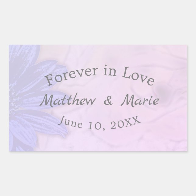 Pegatina Rectangular Lovelly Lavender Boda Floral (Anverso)