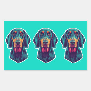 Pegatina Rectangular Loyal Glow – Retrato Vibrante de Bluetick Coonhoun