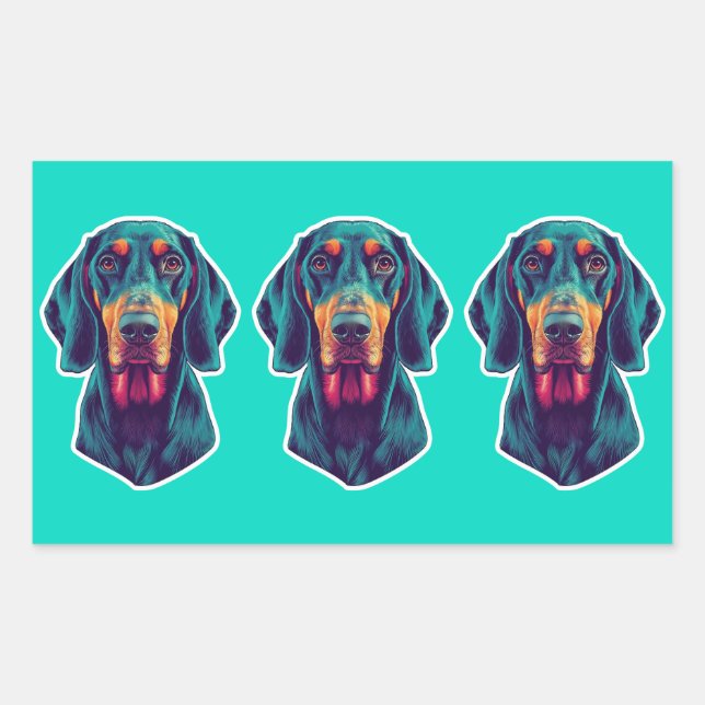 Pegatina Rectangular Loyal Glow – Retrato Vibrante de Bluetick Coonhoun (Anverso)