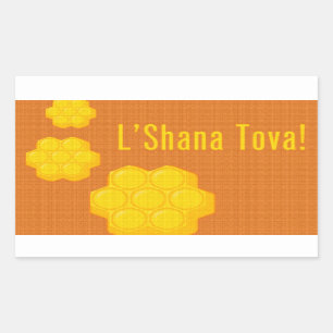 Pegatina Rectangular L'Shana Tova Honeycombs