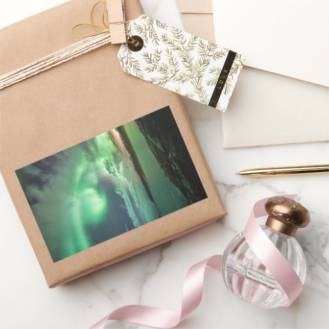 Pegatina Rectangular Luces boreales (Regalar)