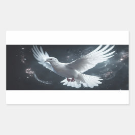 Pegatina Rectangular Luces Centelleantes Paloma de la Paz Blanca