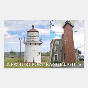 Pegatina Rectangular Luces de Newburyport Range, Pegatinas de Massachus