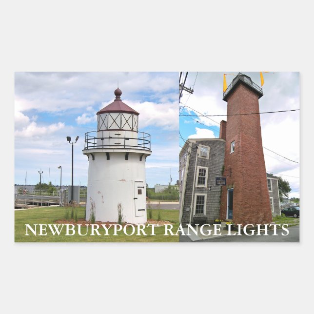 Pegatina Rectangular Luces de Newburyport Range, Pegatinas de Massachus (Anverso)