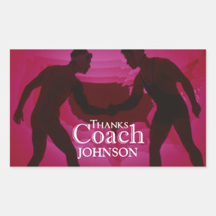 Pegatina Rectangular Lucha gracias entrenador Silhouette Red