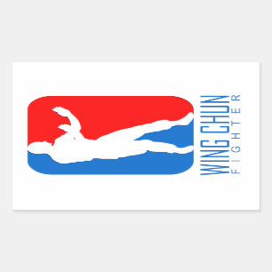 Pegatina Rectangular Luchador Wing Chun - Linaje Ip Man