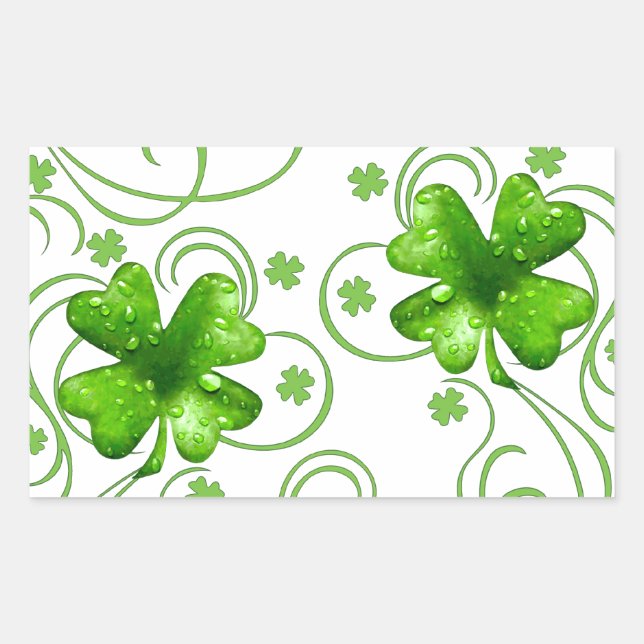 Pegatina Rectangular Lucky Shamrock Keepsake (Anverso)