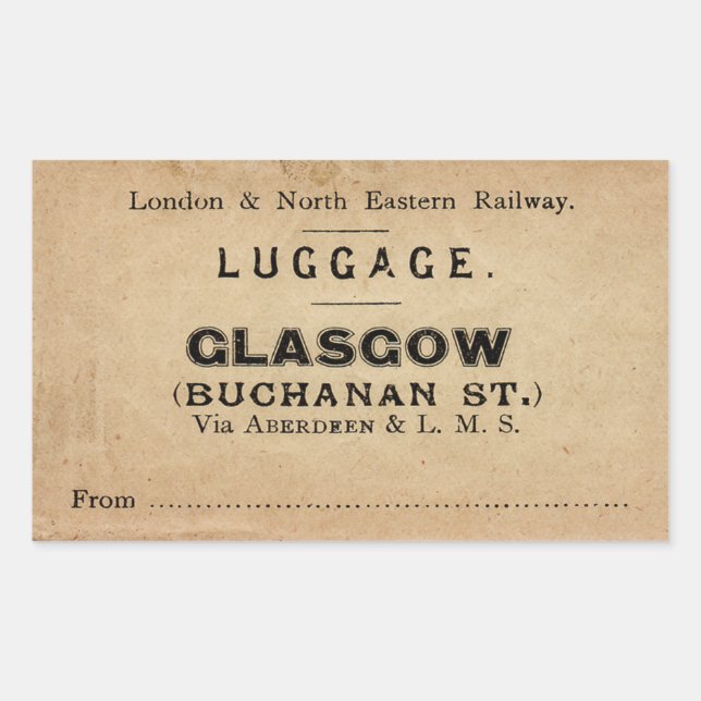 Pegatina Rectangular Luggage Glasgow (Anverso)