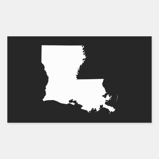 Pegatina Rectangular Luisiana en Blanco y Negro (Anverso)
