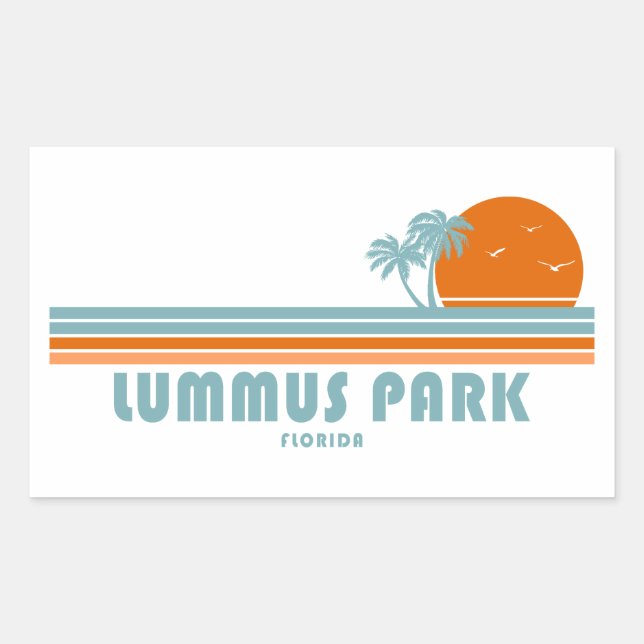 Pegatina Rectangular Lummus Park Florida Sun Palm Trees (Anverso)