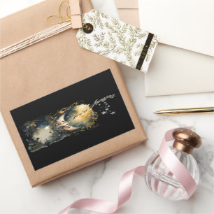 Pegatina Rectangular Luna Celestial y estrellas "Eres asombroso"