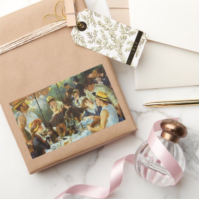 Pegatina Rectangular Luncheon del Fiesta de Boating por Pierre Renoir (Regalar)