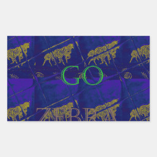 Pegatina Rectangular Luz de inspiración safari: Azul francés "Vamos Zeb