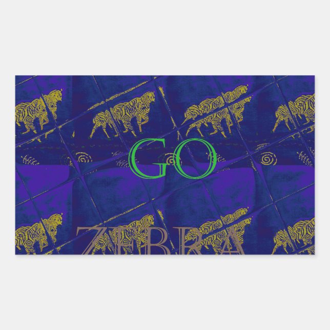 Pegatina Rectangular Luz de inspiración safari: Azul francés "Vamos Zeb (Anverso)