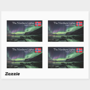 Pegatina Rectangular Luz del Norte Noruega