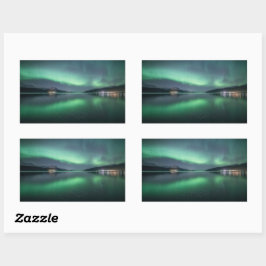 Pegatina Rectangular Luz del Norte Noruega