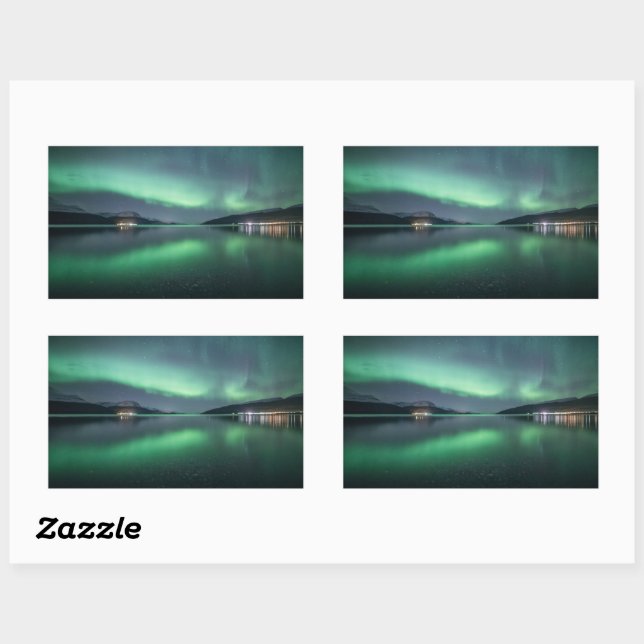 Pegatina Rectangular Luz del Norte Noruega (Hoja)