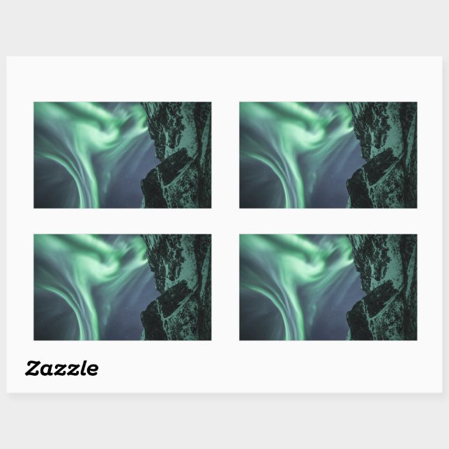 Pegatina Rectangular Luz del Norte Noruega (Hoja)